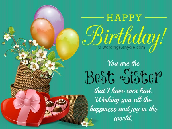 Birthday Wishes for Sister and Birthday Card Wordings for your Sister ...