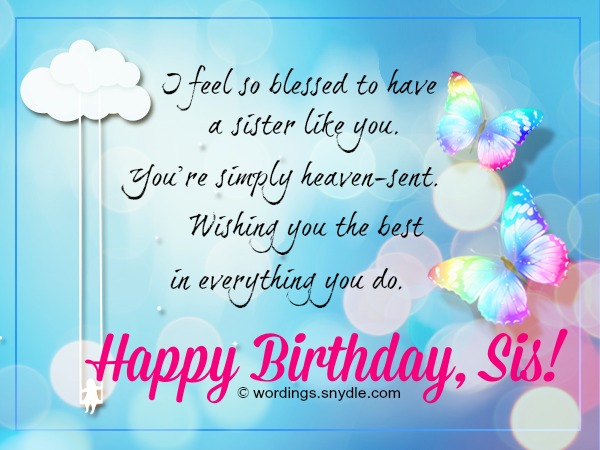 Birthday Wishes for Sister and Birthday Card Wordings for your Sister ...