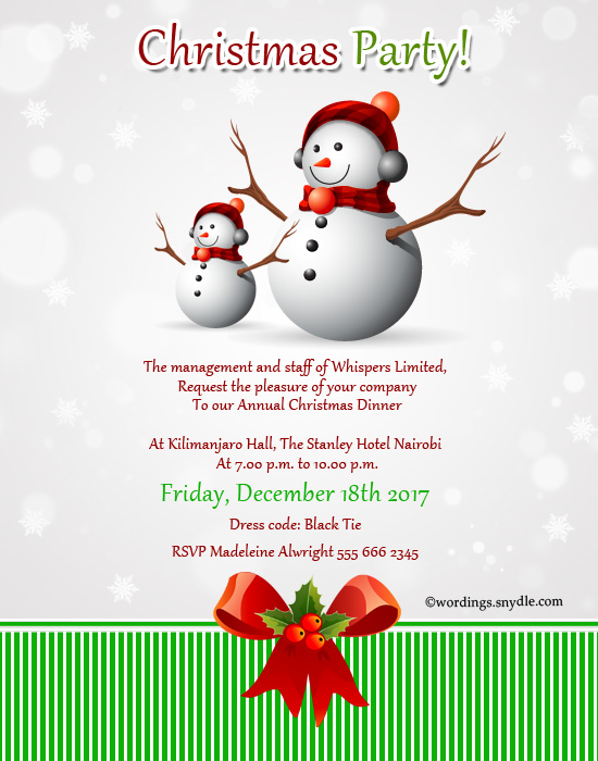 Christmas Party Invitation Wordings - Wordings and Messages