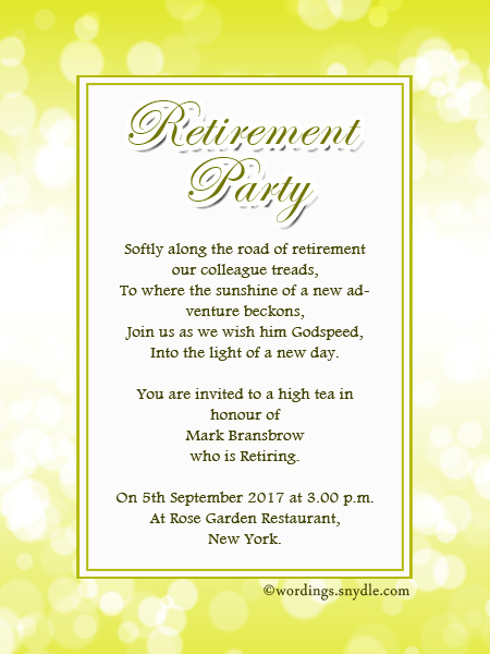 Retirement Party Invitation Wording Ideas and Samples - Wordings and