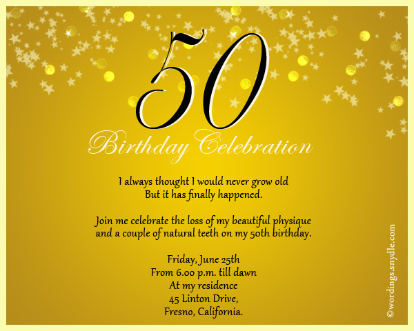 50th Birthday Invitation Wording Samples - Wordings and Messages