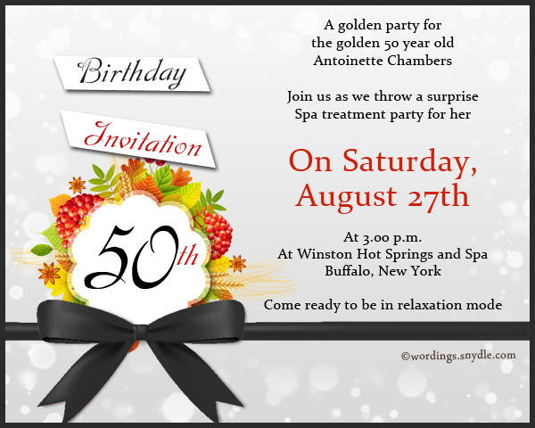 50th Birthday Invitation Wording Samples - Wordings and Messages