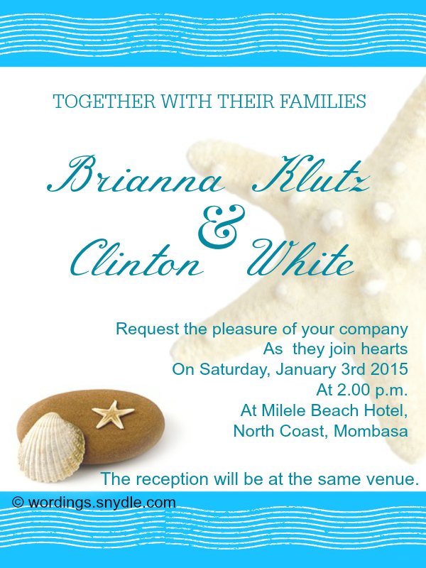 Beach wedding invitations text