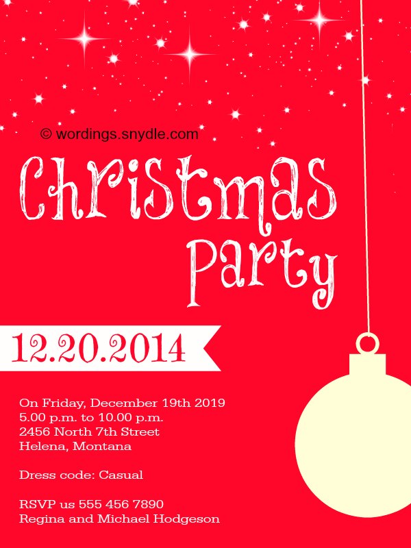 Wording For Christmas Party Invites 