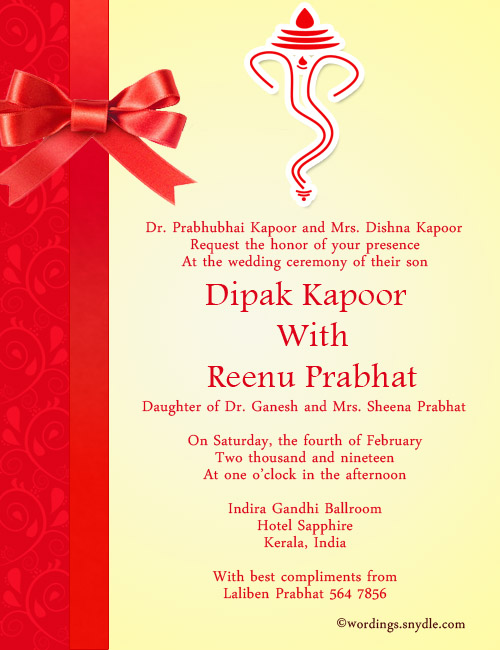 Indian Wedding Invitation Wording Samples - Wordings and ...