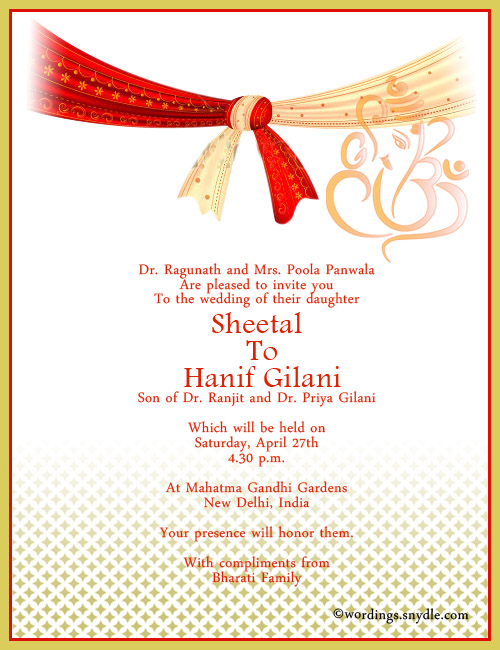 Indian Wedding Invitation Wording Samples Wordings and