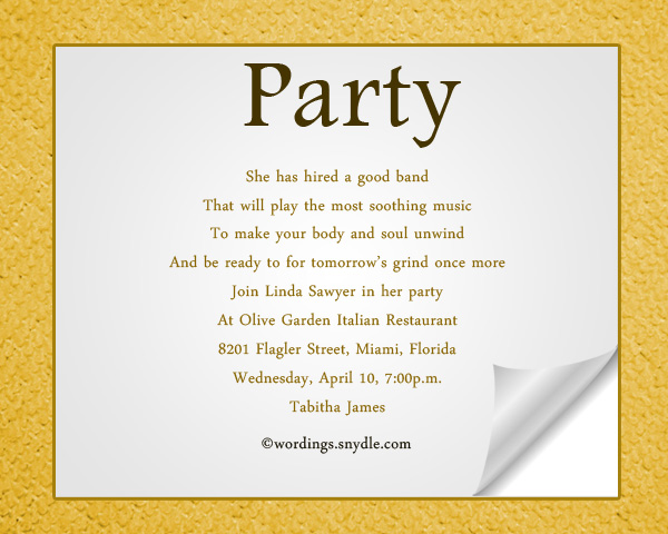 Adult Party Invitation Wording 93
