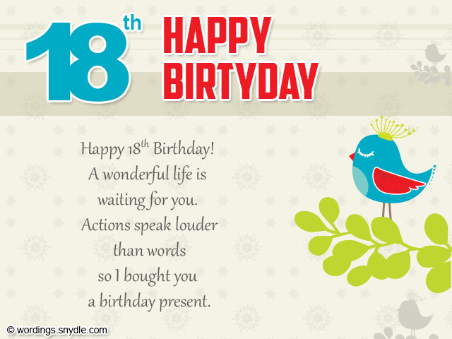 18th Birthday Wishes, Greeting and Messages - Wordings and Messages