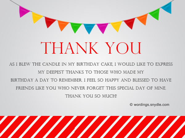 Thank You Card Messages For Birthday Party