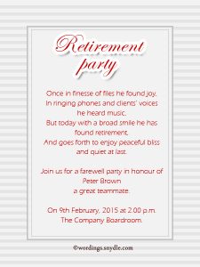 Retirement Party Invitation Wording Ideas and Samples – Wordings and ...