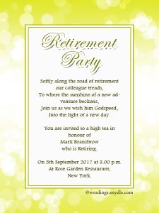 Retirement Party Invitation Wording Ideas and Samples – Wordings and ...