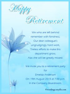 Retirement Party Invitation Wording Ideas and Samples – Wordings and ...