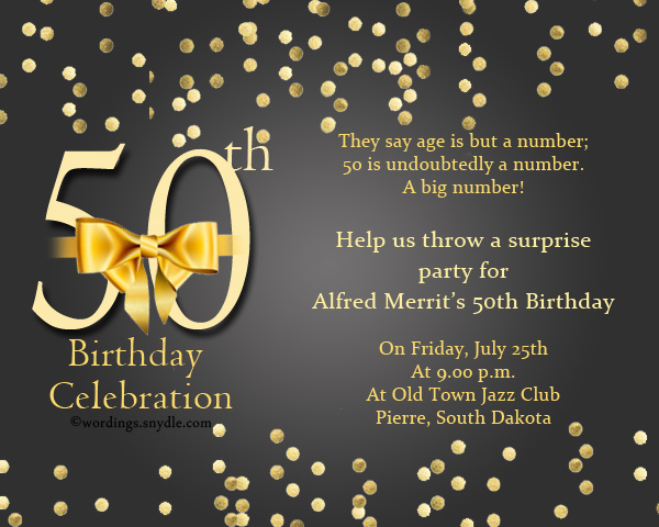 Dinywageman Sample 50Th Birthday Invitation