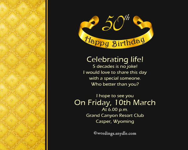 50th Birthday Invitation Wording Samples Wordings And Messages