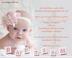 Baptism Invitation Wording Samples – Wordings and Messages