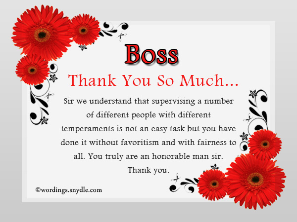 Thank You Notes for Boss Wordings and Messages