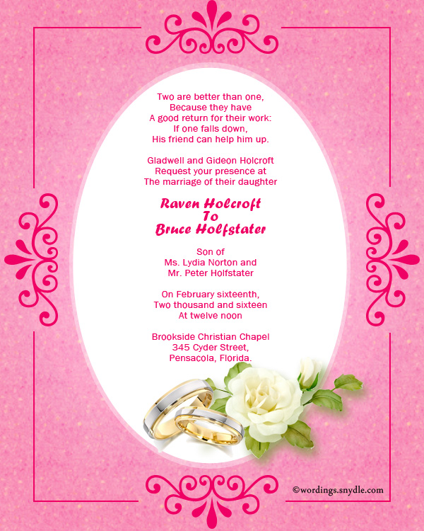 Christian Wedding Invitation Wording Samples - Wordings and Messages