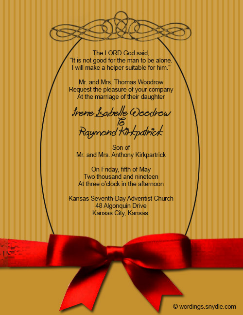 Christian Wedding Invitation Wording Bible