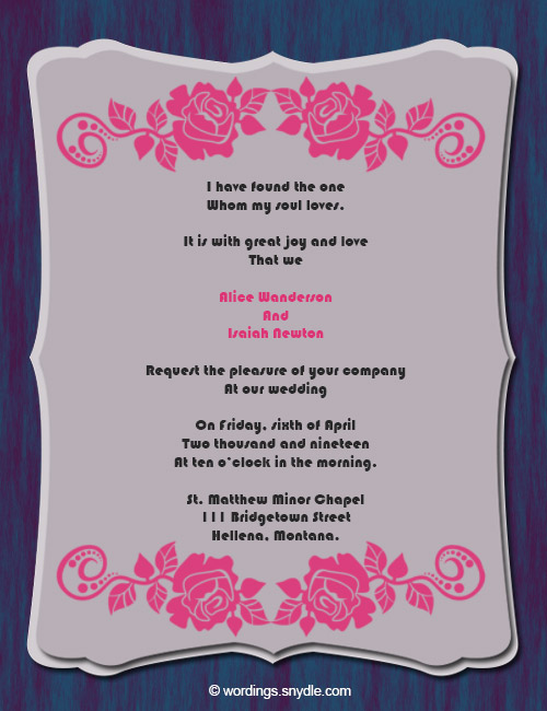  Christian  Wedding  Invitation  Wording Samples Wordings 