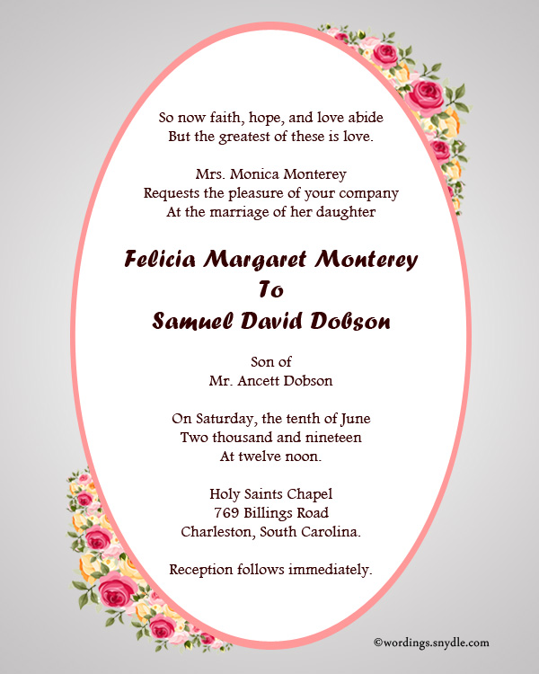 christian wedding invitation wordings sample