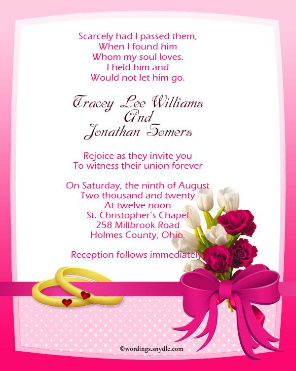 Christian Wedding Invitation Wording Examples