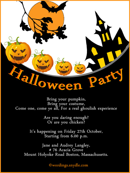 Halloween Party Invitation Wording – Wordings and Messages