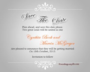 Save The Date Wording Samples – Wordings and Messages