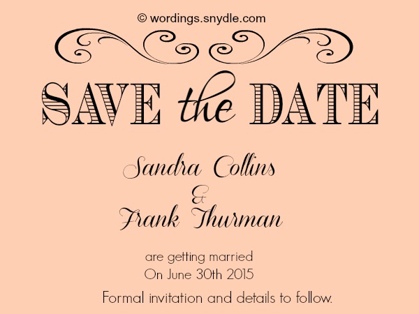 Save The Date Wording Samples Wordings And Messages