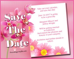 Save The Date Wording Samples – Wordings and Messages
