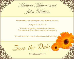 Save The Date Wording Samples – Wordings and Messages