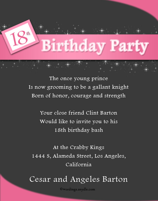 18th Birthday Invitation Message