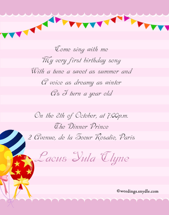 1st Birthday Party Invitation Wording – Wordings and Messages