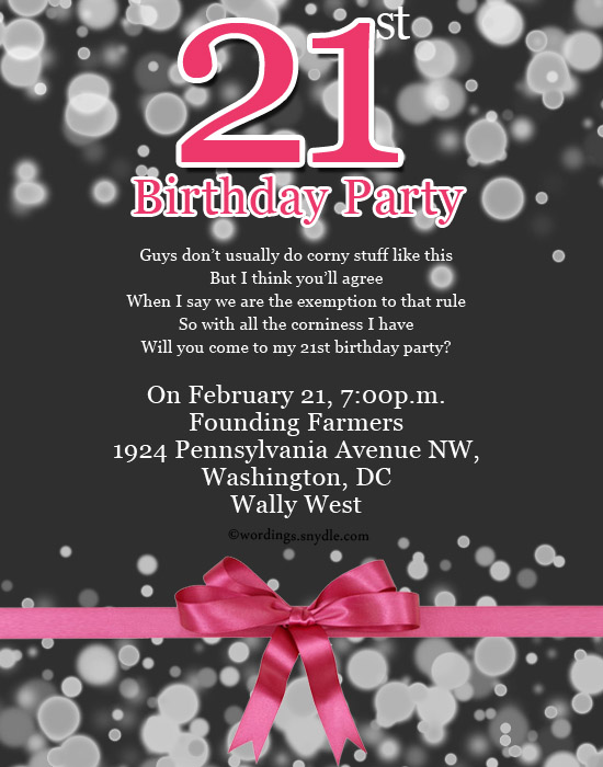 21st Birthday Party Invitation Wording Wordings And Messages