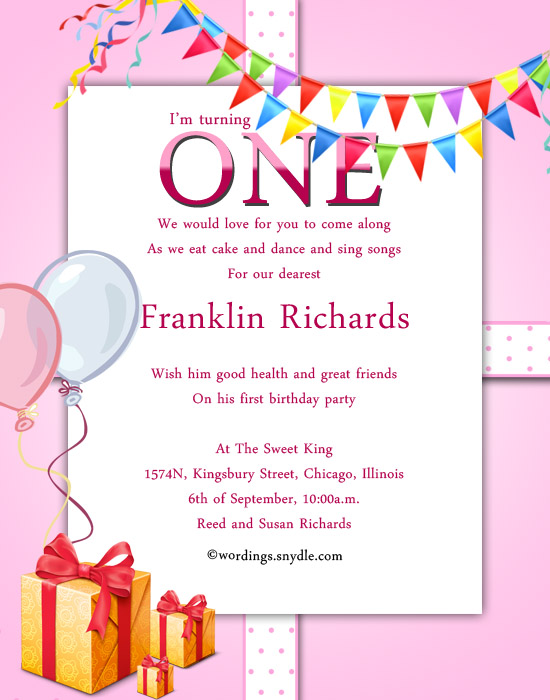 1st Birthday Party Invitation Wording Wordings And Messages