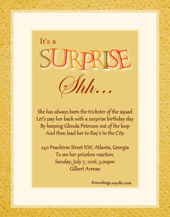 Surprise Birthday Party Invitation Wording Wordings And Messages