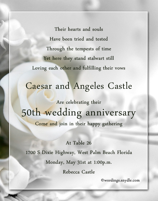 Wedding Anniversary Invitation Wording