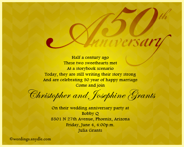 Anniversary Invitation Wording Examples