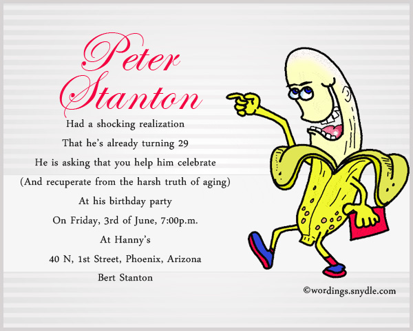 Funny Birthday Party Invitation Wording – Wordings and Messages