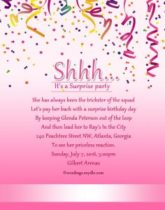 Surprise Birthday Party Invitation Wording – Wordings and Messages