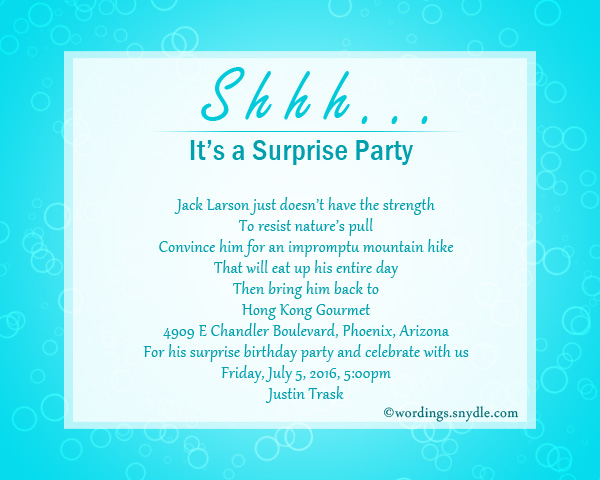 Surprise Birthday Party Invitation Wording – Wordings and ...